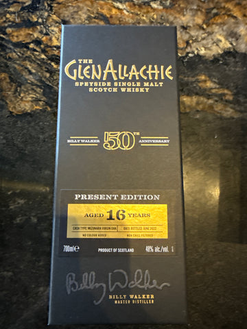 GLENALLACHIE Billy Walker 50th Anniversary Past Edition 16 Year Old Speyside Mizunara Cask Single Malt Scotch Whisky 96 Proof 700ML