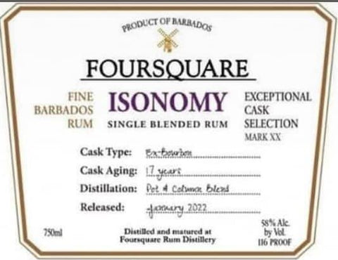 FOURSQUARE ISONOMY SINGLE BLENDED RUM 750ML